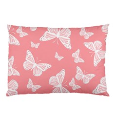 Pink And White Butterflies Pillow Case by SpinnyChairDesigns