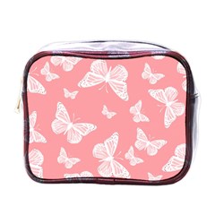 Pink And White Butterflies Mini Toiletries Bag (one Side) by SpinnyChairDesigns