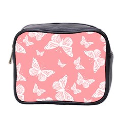 Pink And White Butterflies Mini Toiletries Bag (two Sides) by SpinnyChairDesigns