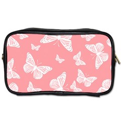 Pink And White Butterflies Toiletries Bag (one Side) by SpinnyChairDesigns