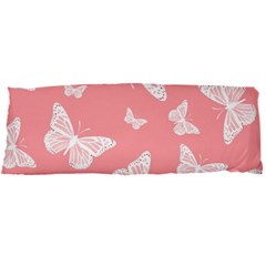 Pink And White Butterflies Body Pillow Case Dakimakura (two Sides) by SpinnyChairDesigns