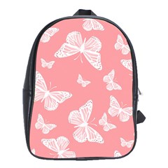 Pink And White Butterflies School Bag (xl) by SpinnyChairDesigns