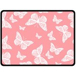 Pink and White Butterflies Double Sided Fleece Blanket (Large)  80 x60  Blanket Front