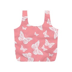 Pink And White Butterflies Full Print Recycle Bag (s) by SpinnyChairDesigns