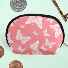 Pink And White Butterflies Accessory Pouch (medium) by SpinnyChairDesigns