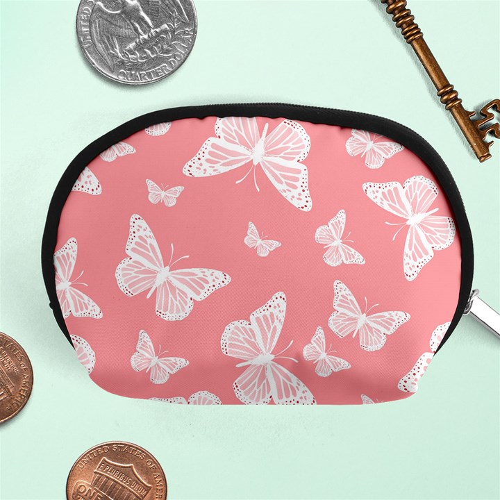 Pink and White Butterflies Accessory Pouch (Medium)