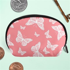 Pink And White Butterflies Accessory Pouch (large) by SpinnyChairDesigns