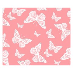 Pink And White Butterflies Double Sided Flano Blanket (small)  by SpinnyChairDesigns