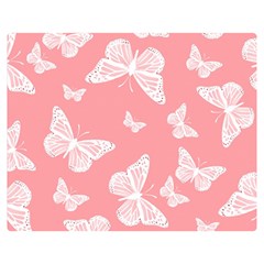 Pink And White Butterflies Double Sided Flano Blanket (medium)  by SpinnyChairDesigns