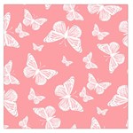 Pink and White Butterflies Large Satin Scarf (Square) Front