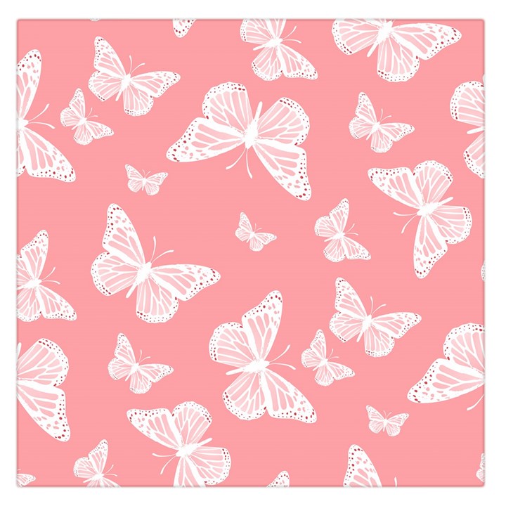 Pink and White Butterflies Large Satin Scarf (Square)