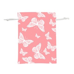 Pink And White Butterflies Lightweight Drawstring Pouch (s) by SpinnyChairDesigns