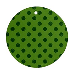 Green Four Leaf Clover Pattern Ornament (round) by SpinnyChairDesigns