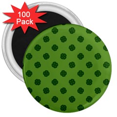 Green Four Leaf Clover Pattern 3  Magnets (100 Pack) by SpinnyChairDesigns