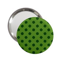 Green Four Leaf Clover Pattern 2 25  Handbag Mirrors by SpinnyChairDesigns