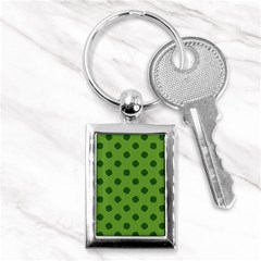 Green Four Leaf Clover Pattern Key Chain (rectangle) by SpinnyChairDesigns