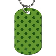 Green Four Leaf Clover Pattern Dog Tag (two Sides) by SpinnyChairDesigns