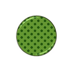 Green Four Leaf Clover Pattern Hat Clip Ball Marker by SpinnyChairDesigns