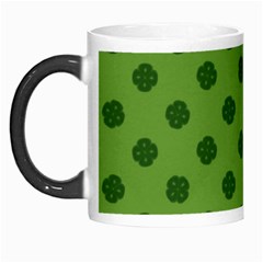 Green Four Leaf Clover Pattern Morph Mugs by SpinnyChairDesigns