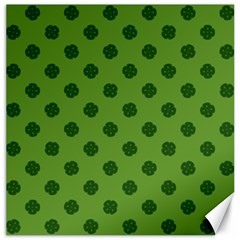 Green Four Leaf Clover Pattern Canvas 16  X 16  by SpinnyChairDesigns