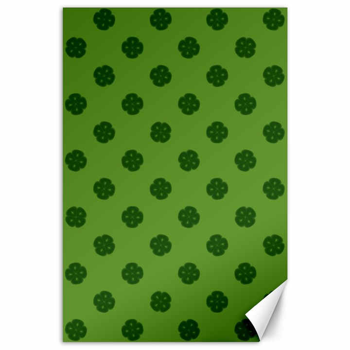 Green Four Leaf Clover Pattern Canvas 24  x 36 