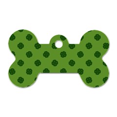 Green Four Leaf Clover Pattern Dog Tag Bone (one Side) by SpinnyChairDesigns