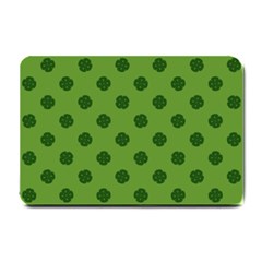 Green Four Leaf Clover Pattern Small Doormat  by SpinnyChairDesigns