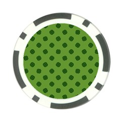 Green Four Leaf Clover Pattern Poker Chip Card Guard by SpinnyChairDesigns