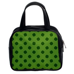 Green Four Leaf Clover Pattern Classic Handbag (two Sides)