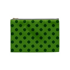 Green Four Leaf Clover Pattern Cosmetic Bag (medium) by SpinnyChairDesigns