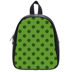 Green Four Leaf Clover Pattern School Bag (small) by SpinnyChairDesigns