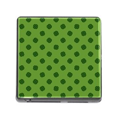 Green Four Leaf Clover Pattern Memory Card Reader (square 5 Slot) by SpinnyChairDesigns