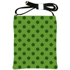 Green Four Leaf Clover Pattern Shoulder Sling Bag by SpinnyChairDesigns