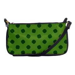 Green Four Leaf Clover Pattern Shoulder Clutch Bag by SpinnyChairDesigns