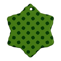 Green Four Leaf Clover Pattern Ornament (snowflake) by SpinnyChairDesigns