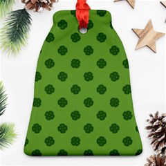 Green Four Leaf Clover Pattern Ornament (bell) by SpinnyChairDesigns