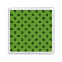 Green Four Leaf Clover Pattern Memory Card Reader (square) by SpinnyChairDesigns