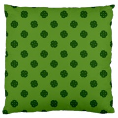 Green Four Leaf Clover Pattern Large Cushion Case (one Side) by SpinnyChairDesigns