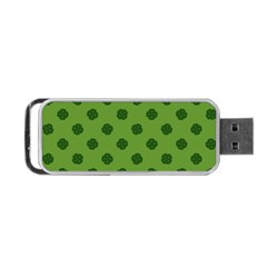 Green Four Leaf Clover Pattern Portable Usb Flash (one Side) by SpinnyChairDesigns