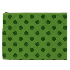 Green Four Leaf Clover Pattern Cosmetic Bag (xxl) by SpinnyChairDesigns