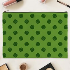 Green Four Leaf Clover Pattern Cosmetic Bag (xxxl) by SpinnyChairDesigns