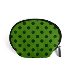 Green Four Leaf Clover Pattern Accessory Pouch (small) by SpinnyChairDesigns