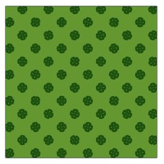 Green Four Leaf Clover Pattern Large Satin Scarf (square) by SpinnyChairDesigns