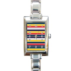 Horizontal Colored Stripes Rectangle Italian Charm Watch by tmsartbazaar