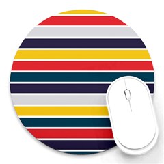 Horizontal Colored Stripes Round Mousepads by tmsartbazaar