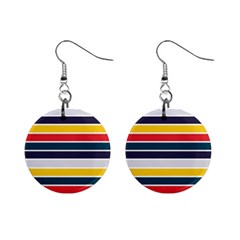 Horizontal Colored Stripes Mini Button Earrings by tmsartbazaar