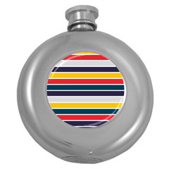 Horizontal Colored Stripes Round Hip Flask (5 Oz) by tmsartbazaar