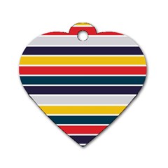 Horizontal Colored Stripes Dog Tag Heart (one Side) by tmsartbazaar