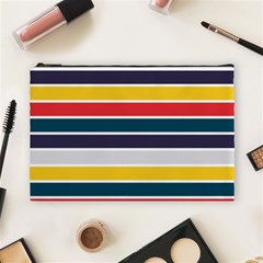 Horizontal Colored Stripes Cosmetic Bag (large) by tmsartbazaar