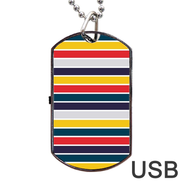 Horizontal Colored Stripes Dog Tag USB Flash (Two Sides)